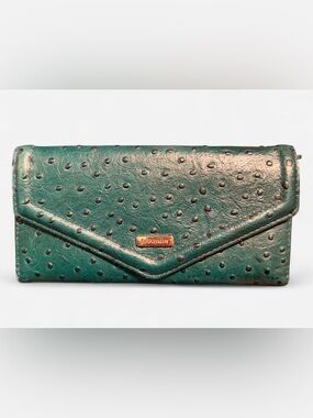 Brahmin Green Victoria Wallet- Ostrich Leather